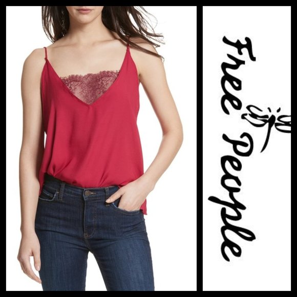 Free People Tops - Free People Intimately Raspberry Lace Camisole NWT